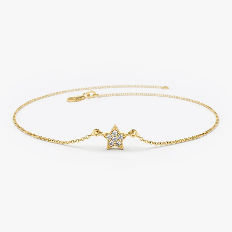 Buy More, Save More Delicate Necklace 14k Diamond Star Charm Bracelet