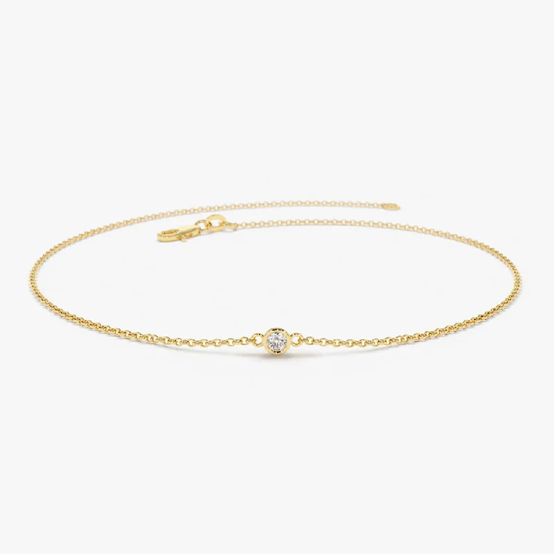 Don't Miss Your Chance Trendy Earrings 14k Gold Bezel Setting Diamond Solitaire Bracelet 0.05ctw Don't Miss Your Chance Trendy Earrings 14k Gold Bezel Setting Diamond Solitaire Bracelet 0.05ctw