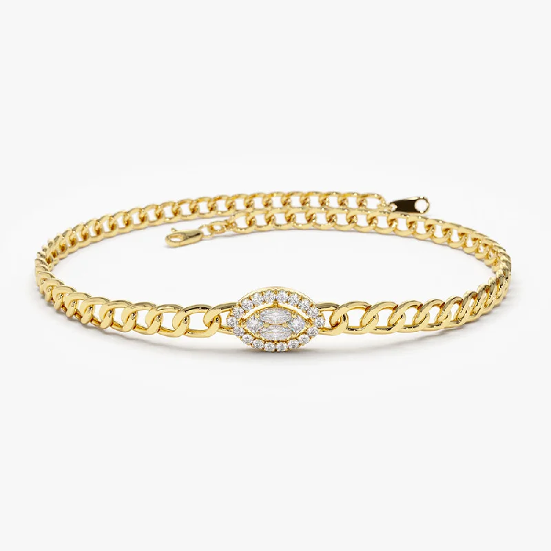Big Savings, Big Smiles Adjustable Pendant 14k Gold Curb Link Marquise Diamond Illusion Setting Bracelet Big Savings, Big Smiles Adjustable Pendant 14k Gold Curb Link Marquise Diamond Illusion Setting Bracelet