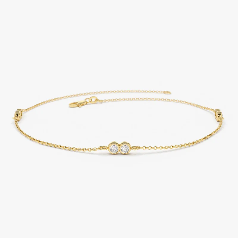 Don't Miss Your Chance Personalized Necklace 14K Gold Double Diamond Station Bracelet Don't Miss Your Chance Personalized Necklace 14K Gold Double Diamond Station Bracelet