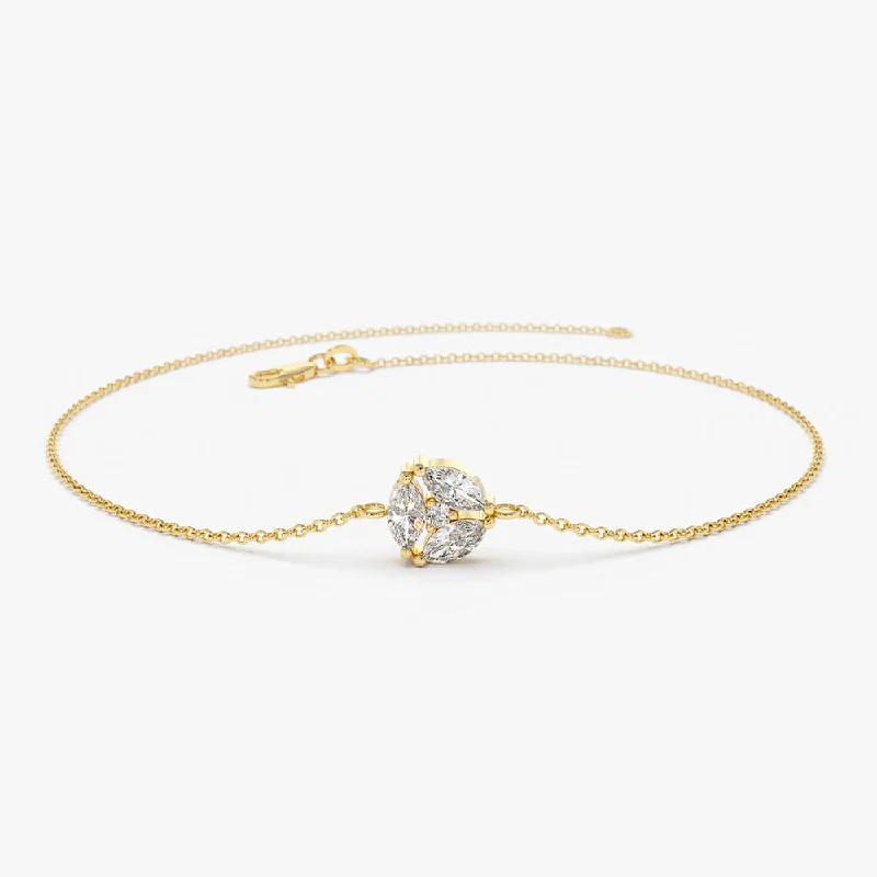 Limited - Time Offer Black Pearl Necklace 14K Gold Marquise Diamond Cluster Bracelet Limited - Time Offer Black Pearl Necklace 14K Gold Marquise Diamond Cluster Bracelet