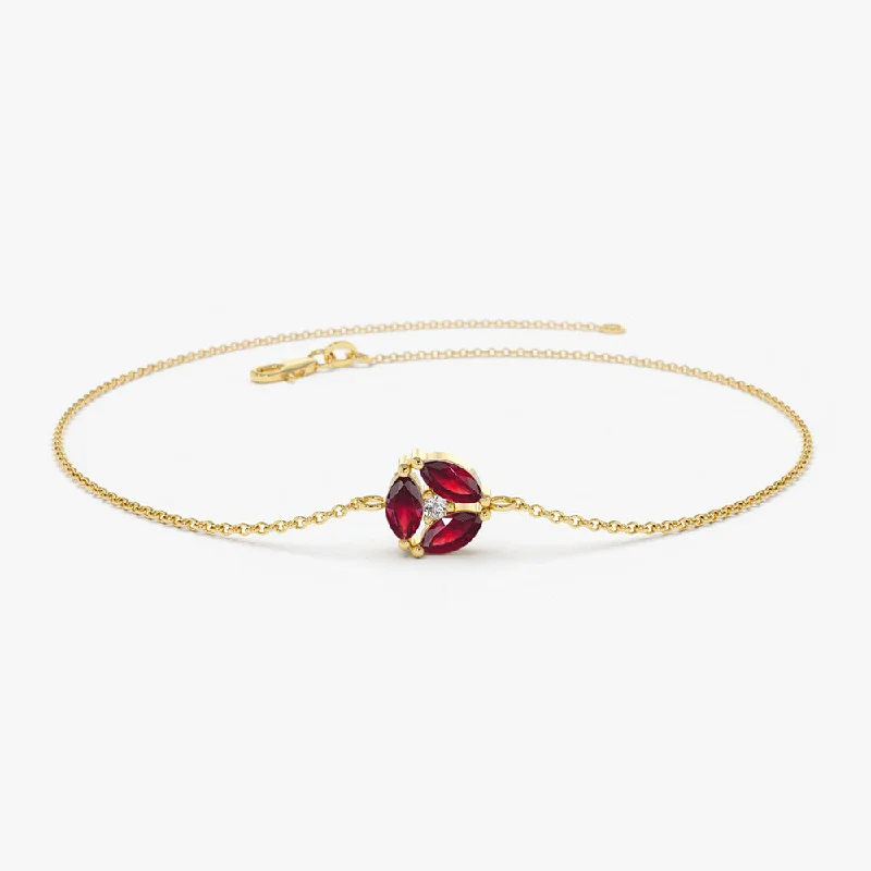 Clearance Sale, Steal Great Bargains Adjustable Pendant 14K Gold Marquise Ruby Cluster Bracelet Clearance Sale, Steal Great Bargains Adjustable Pendant 14K Gold Marquise Ruby Cluster Bracelet