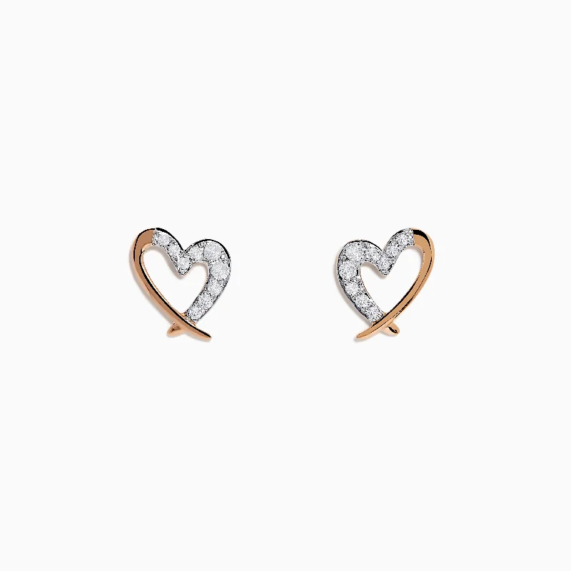 Shop Now, Save Big Bucks Black Onyx Ring 14K Rose Gold Diamond Open Heart Earrings
