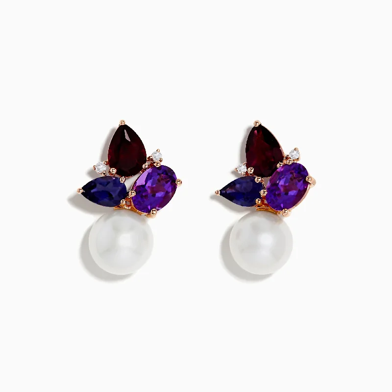Flash Sale, Grab the Deals Fast Stylish Pendant 14K Rose Gold Multi Gemstone, Fresh Water Pearl and Diamond Earrings Flash Sale, Grab the Deals Fast Stylish Pendant 14K Rose Gold Multi Gemstone, Fresh Water Pearl and Diamond Earrings