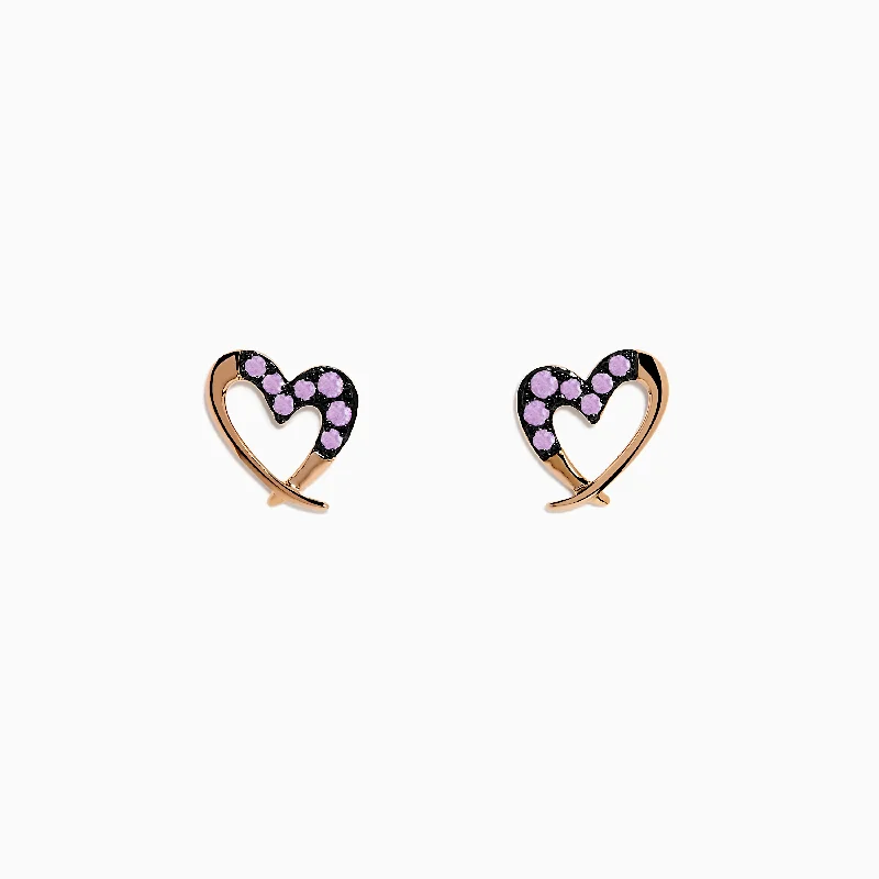 Big Savings, Big Smiles Engagement Jewelry 14K Rose Gold Multi Sapphire Heart Earrings Big Savings, Big Smiles Engagement Jewelry 14K Rose Gold Multi Sapphire Heart Earrings