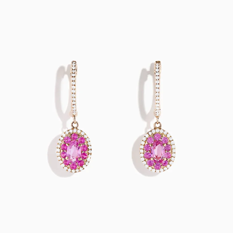 Limited - Time Offer Unique Jewelry 14K Rose Gold Pink Sapphire and Diamond Earrings Limited - Time Offer Unique Jewelry 14K Rose Gold Pink Sapphire and Diamond Earrings
