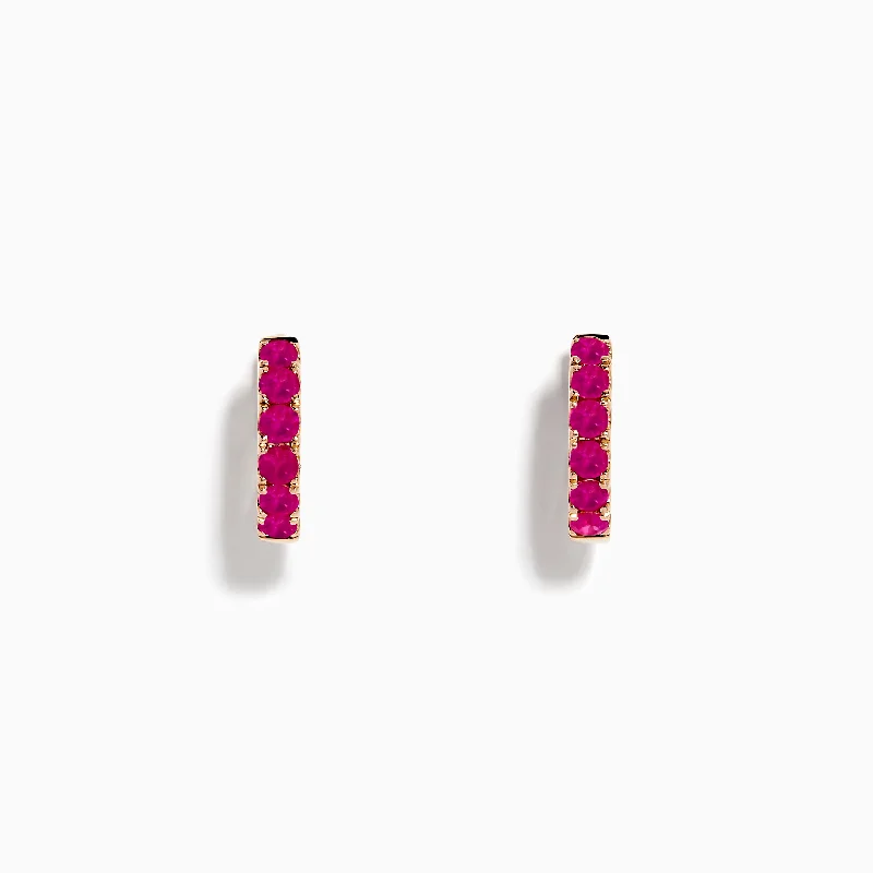 Buy More, Save More Eternity Ring 14K Rose Gold Pink Sapphire Huggie Earrings