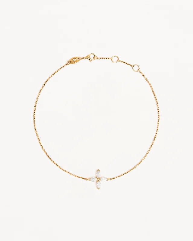 Black Friday - Style Deals All Week Long Vintage Jewelry 14k Solid Gold Blossom Lab-Grown Diamond Bracelet