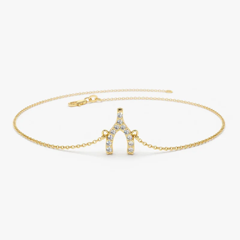Flash Sale, Grab the Deals Fast Fashion Bangles 14K Diamond Wishbone Charm Bracelet Flash Sale, Grab the Deals Fast Fashion Bangles 14K Diamond Wishbone Charm Bracelet