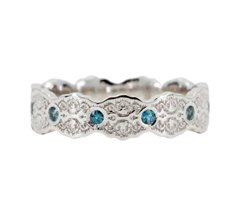Clearance Sale, Steal Great Bargains Elegant Pendant Aria Lace Wedding Ring with Alexandrites in 14k White Gold - Size 5 Clearance Sale, Steal Great Bargains Elegant Pendant Aria Lace Wedding Ring with Alexandrites in 14k White Gold - Size 5