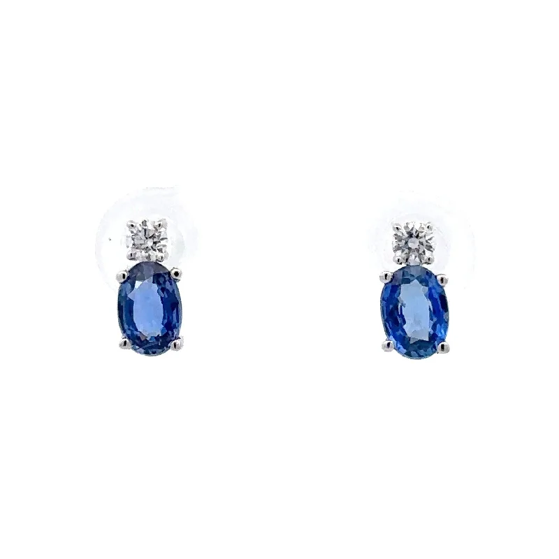 Season - End Clearance Personalized Jewelry 14K White Gold Sapphire & Diamond Earrings Season - End Clearance Personalized Jewelry 14K White Gold Sapphire & Diamond Earrings