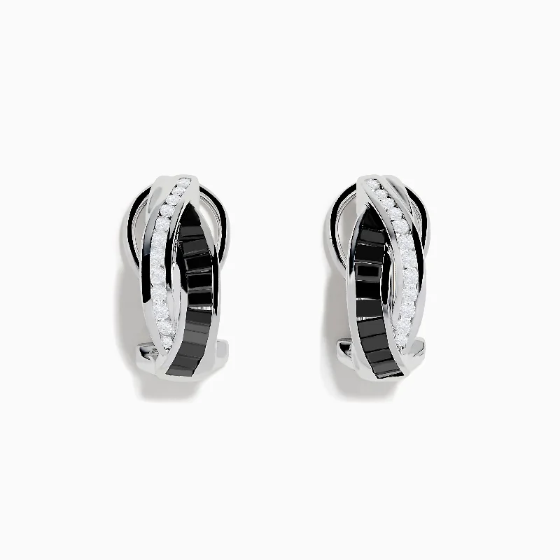Clearance Sale Vintage Ring 14K White Gold White and Black Diamond Earrings