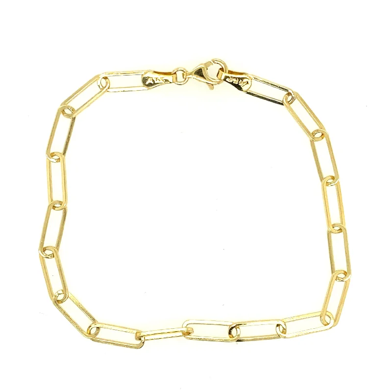 Limited Time, Unlimited Deals Silver Bangles 14K Yellow Gold 3.60mm Paperclip Chain Bracelet Limited Time, Unlimited Deals Silver Bangles 14K Yellow Gold 3.60mm Paperclip Chain Bracelet