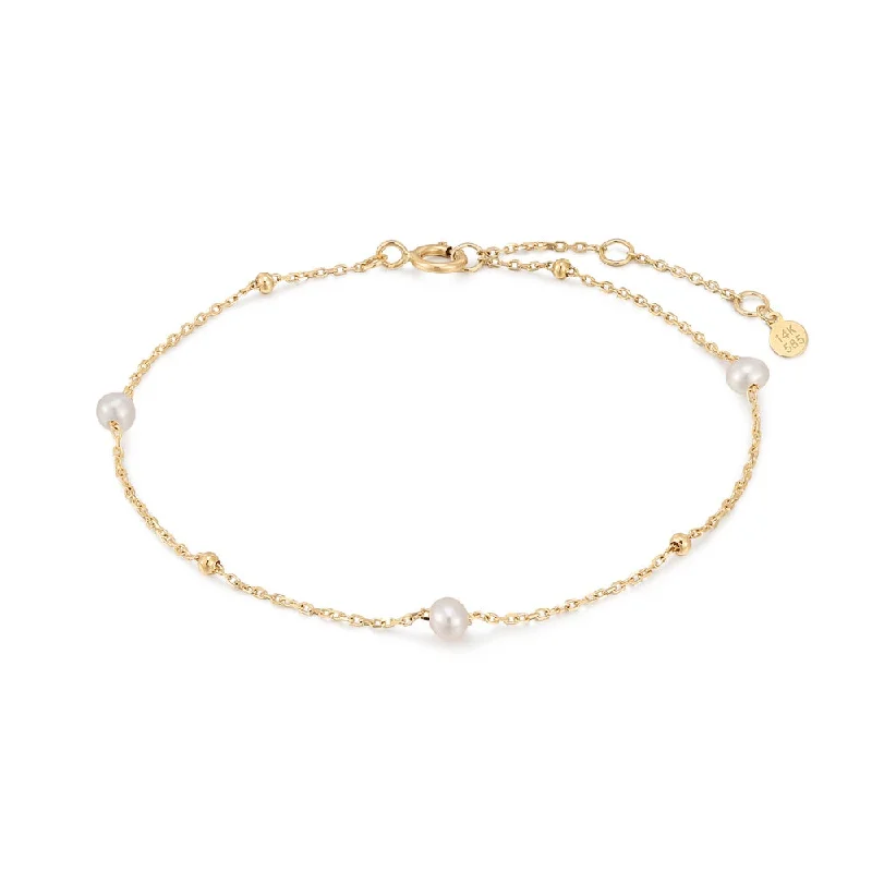 Flash Sale Gold Choker 14K Yellow Gold Atlternating Bead & Pearl Station Bracelet by Aurelie Gi Flash Sale Gold Choker 14K Yellow Gold Atlternating Bead & Pearl Station Bracelet by Aurelie Gi