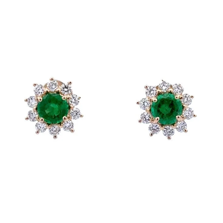 New Arrivals on Discount Vintage Locket 14K Yellow Gold Emerald & Diamond Earrings