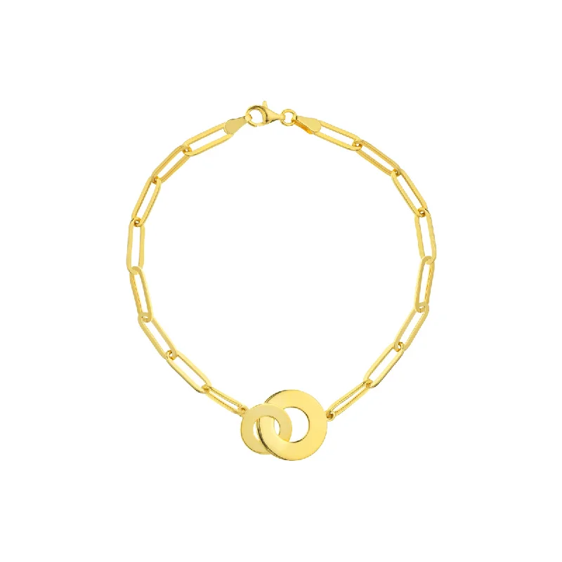 Limited Time, Unlimited Deals Silver Bracelet 14K Yellow Gold Interlocking Circles Paperclip Chain Bracelet by Midas Chain Limited Time, Unlimited Deals Silver Bracelet 14K Yellow Gold Interlocking Circles Paperclip Chain Bracelet by Midas Chain