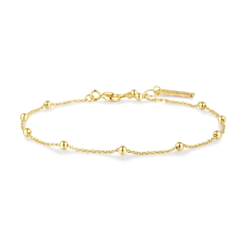 Clearance Sale Silver Pendant 14K Yellow Gold Plated Beaded Station Bracelet by Ania Haie