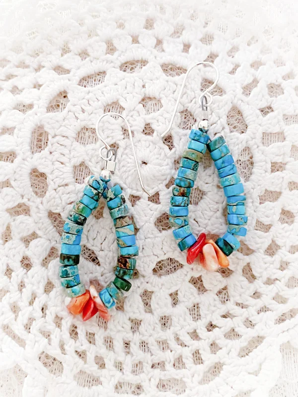Exclusive Offers for Our Valued Customers Classic Diamond Ring Beaded Turquoise & Coral Chip Dangles