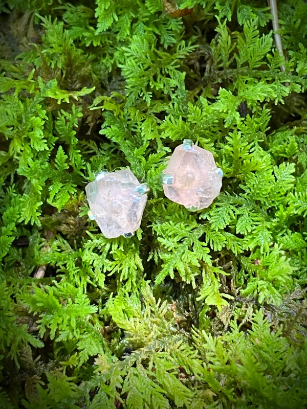 Limited - Time Offer Engagement Jewelry Rose Quartz Nugget Posts