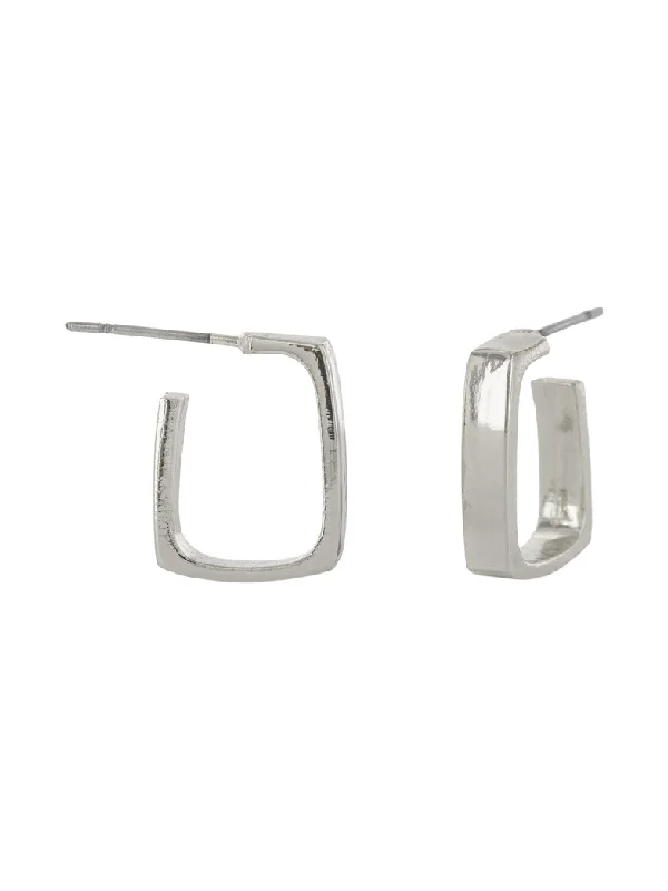 New Arrivals on Discount Luxury Necklace Silver Rectangle Post Hoops