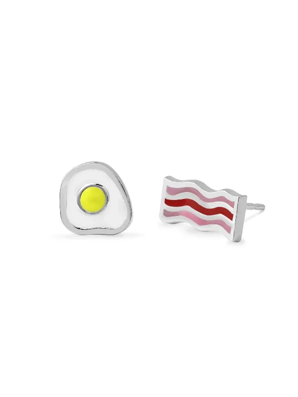 Big Savings, Big Smiles Diamond Ring Bacon & Egg Enamel Posts by boma