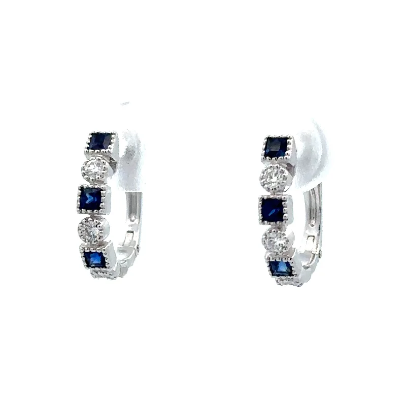 Black Friday - Style Deals All Week Long Large Hoop Earrings 18K White Gold Sapphire & Diamond Hoop Earrings Black Friday - Style Deals All Week Long Large Hoop Earrings 18K White Gold Sapphire & Diamond Hoop Earrings