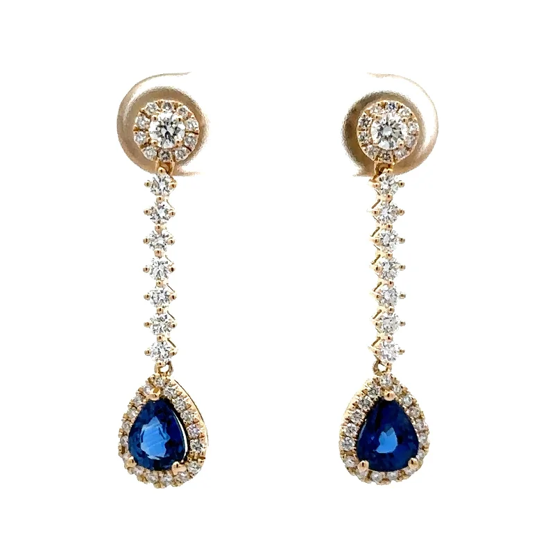 Unbeatable Savings Await Elegant Pendant 18K Yellow Gold Sapphire & Diamond Drop Earrings Unbeatable Savings Await Elegant Pendant 18K Yellow Gold Sapphire & Diamond Drop Earrings