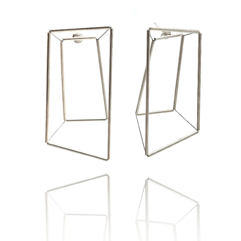 Be the First to Rock the Latest Trends Charm Bracelet 3D Trapezoid Earrings - Silver Be the First to Rock the Latest Trends Charm Bracelet 3D Trapezoid Earrings - Silver