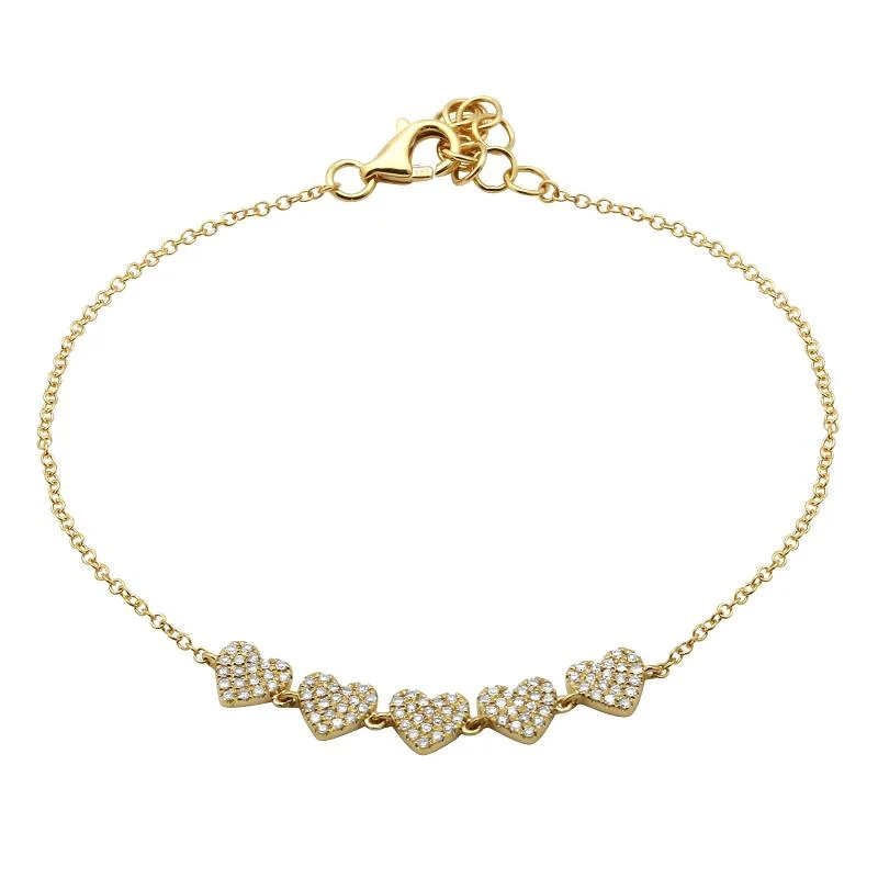 New Arrivals on Discount Sapphire Pendant 5 Diamond Hearts Bracelet