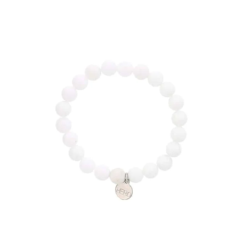 Big Savings, Big Smiles Everyday Jewelry 8mm Chalky White Quartz Bead Hero Stretch Bracelet by Dee Berkley