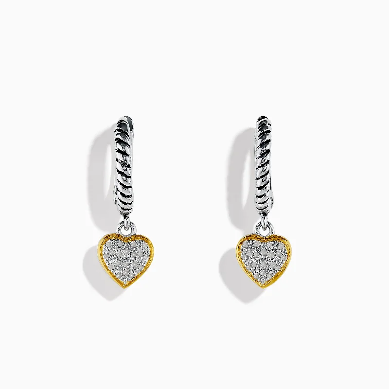 Big Savings, Big Smiles Bohemian Necklace 925 Sterling Silver and 18K Yellow Gold Diamond Heart Drop Earrings Big Savings, Big Smiles Bohemian Necklace 925 Sterling Silver and 18K Yellow Gold Diamond Heart Drop Earrings