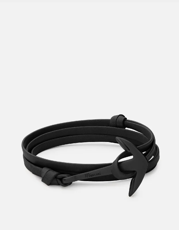 New Arrivals Gold Choker Anchor Leather, Noir