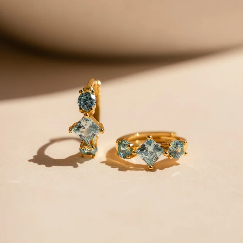 Huge Discounts, Unbeatable Offers Crystal Pendant Aquamarine Diamond Huggies