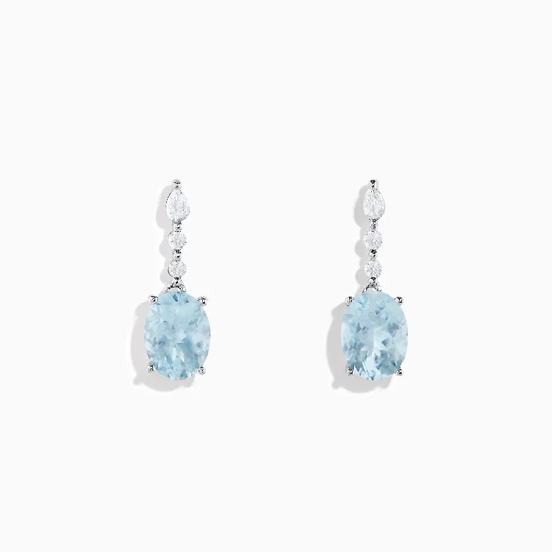 Clearance Sale Boho Earrings Aquarius 14K White Gold Aquamarine and Diamond Drop Earrings Clearance Sale Boho Earrings Aquarius 14K White Gold Aquamarine and Diamond Drop Earrings