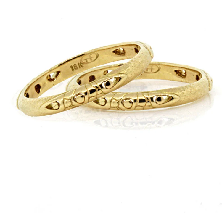 Flash Sale Yellow Gold Ring Arabesque Pebbles 18k Gold Band