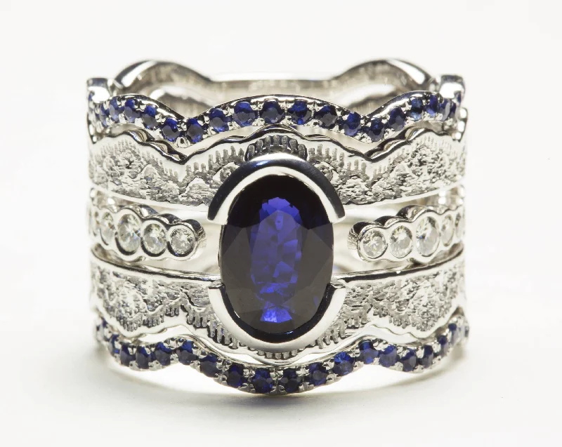 Shop Now, Save Big Bucks Gothic Necklace Blue Sapphire and Diamond Lace Engagement Ring Set Shop Now, Save Big Bucks Gothic Necklace Blue Sapphire and Diamond Lace Engagement Ring Set