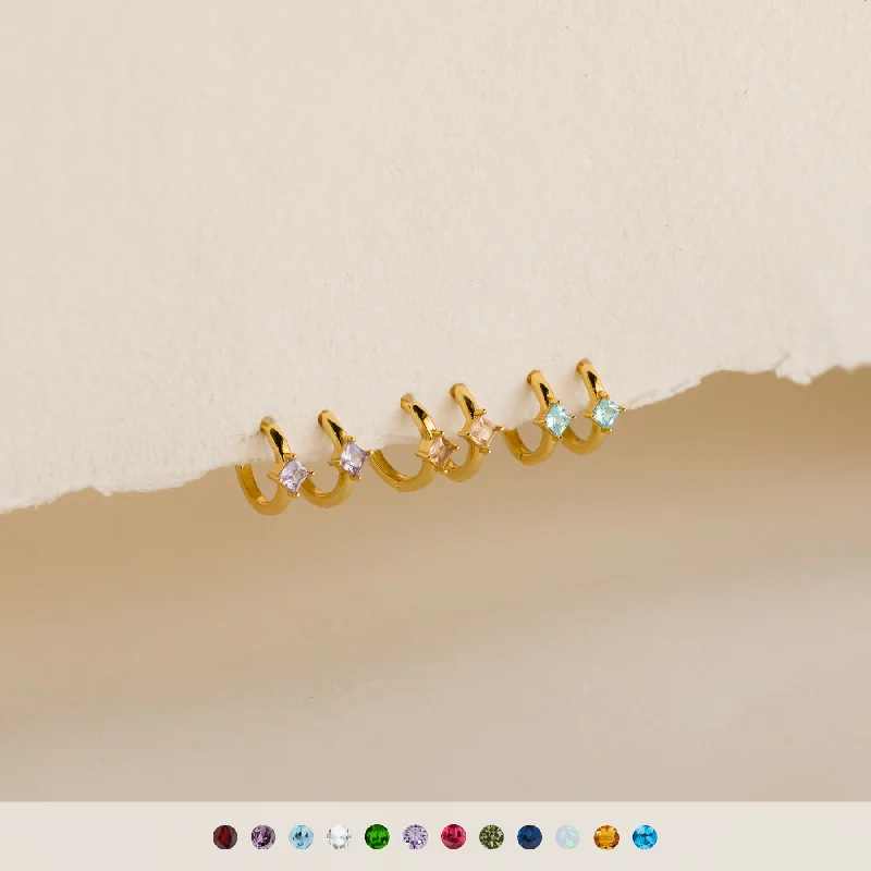 New Arrivals Gold Earrings Athena Birthstone Huggies
