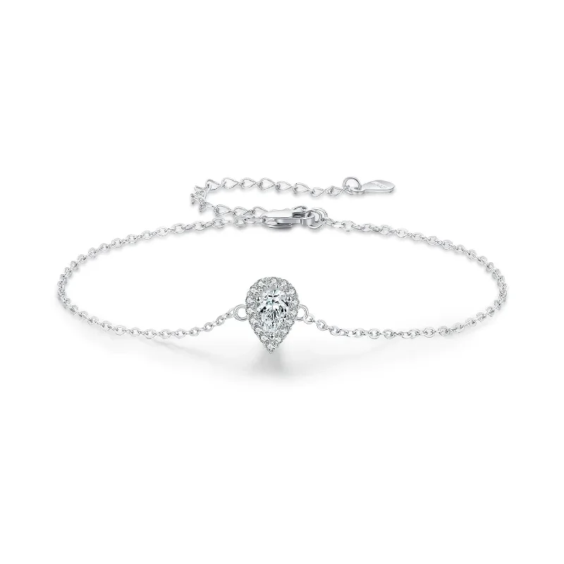 Don't Miss Your Chance Silver Chain BAY Diamond Teardrop Sterling Silver Bracelet