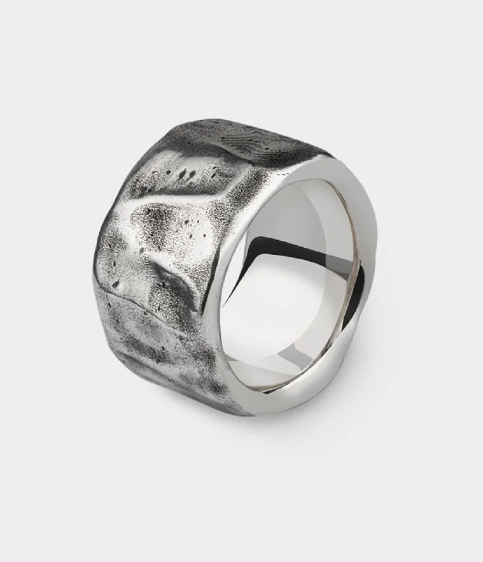 New Arrivals on Discount Zirconia Ring Beaten Extra Wide Ring