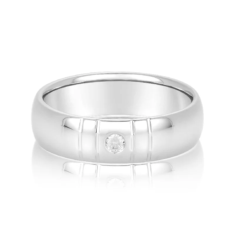 Limited - Edition Collections Now on Sale Fashion Ring Bezel Set Single Diamond Men's Wedding Band Limited - Edition Collections Now on Sale Fashion Ring Bezel Set Single Diamond Men's Wedding Band