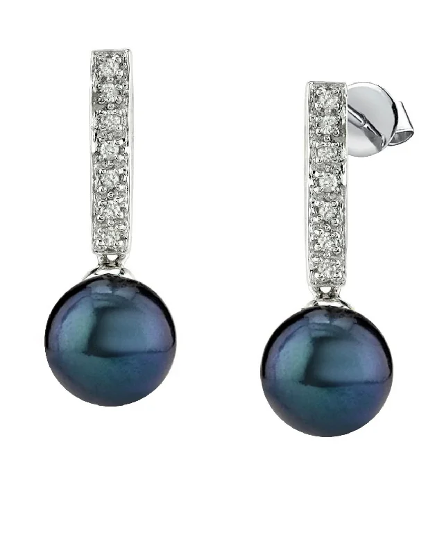 Buy More, Save More Adjustable Ring Black Akoya Pearl Dangling Diamond Earrings