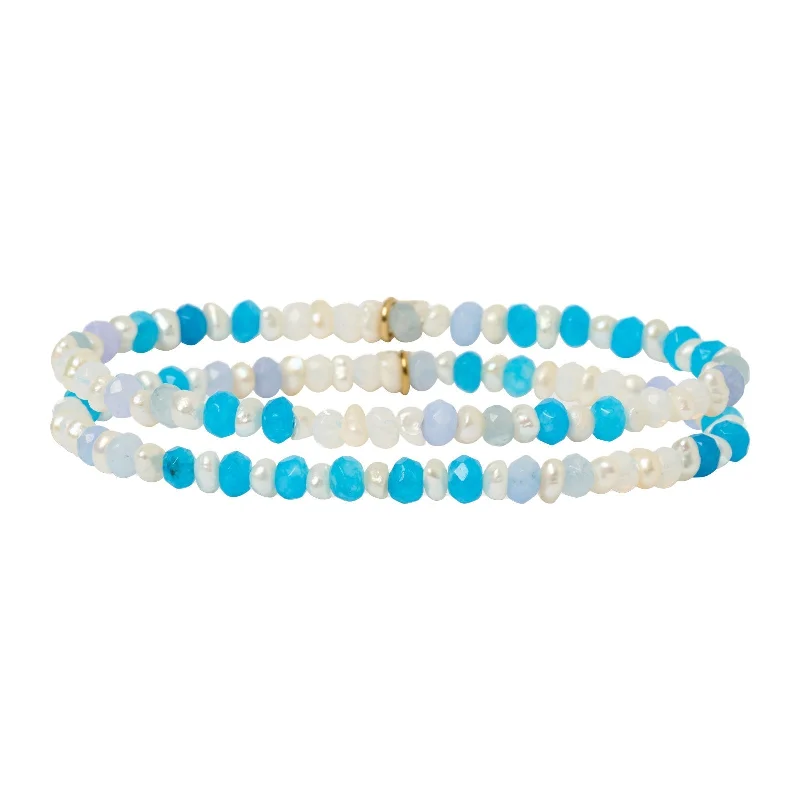 Big Savings, Big Smiles Pearl Earrings Bloom Bracelet Stack - Ocean