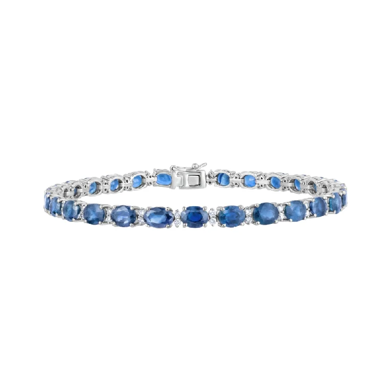 Exclusive Members - Only Sale Chain Bracelet Oval Blue Sapphire & Diamond Bracelet