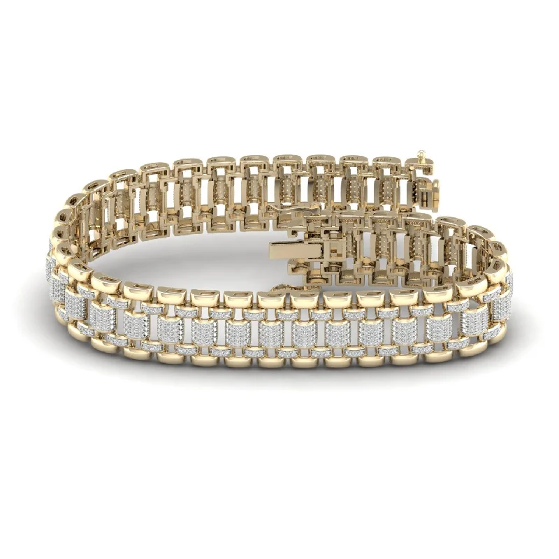 Flash Sale Elegant Jewelry 10K YELLOW GOLD 2.00 CTW Men's DIAMOND CUBAN BRACELET