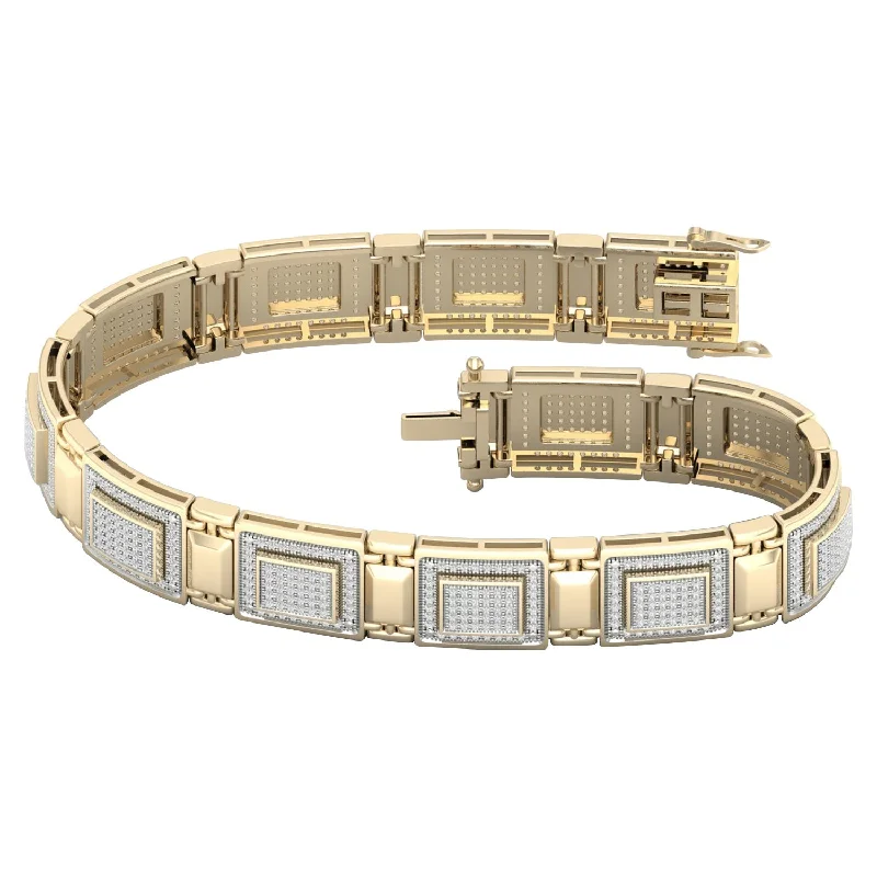 Clearance Sale Classic Bracelet 10K YELLOW GOLD 2.00 CTW DIAMOND MEN'S BRACELET