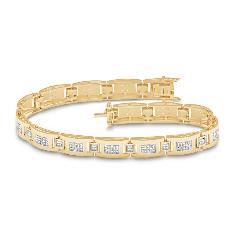 Clearance Sale Classic Gold Ring 10K YELLOW GOLD 0.20 CTW DIAMOND MEN'S BRACELET