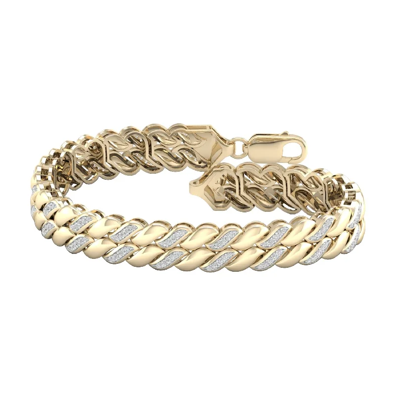 Shop Comfortably at Home Sterling Bracelet 10K YELLOW GOLD 1.00 CTW DIAMOND MEN'S BRACELET Shop Comfortably at Home Sterling Bracelet 10K YELLOW GOLD 1.00 CTW DIAMOND MEN'S BRACELET