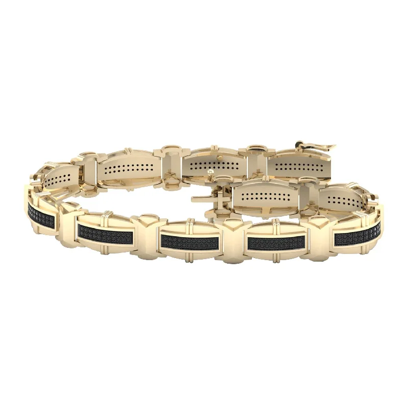 Flash Sale Precious Jewelry 10K YELLOW GOLD 0.75 CTW DIAMOND MEN'S BRACELET