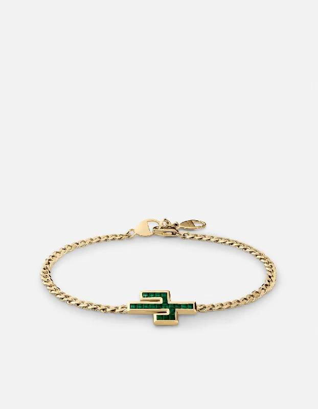 Don't Miss Your Chance Pearl Necklace Cactus Onyx Chain Bracelet, Gold Vermeil