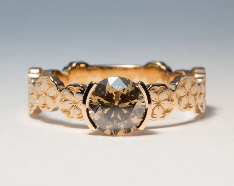New Arrivals Bold Jewelry Solitaire Sakura Engagement Ring - Setting Only